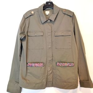 A New Day Olive Green Cargo Jacket With Beaded Pockets